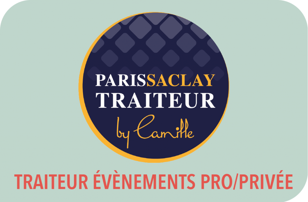 Graphisme représentant mes clients Camille et Vanessa Crespin - dirigeant de l'entreprise Paris Saclay Traiteur by Camille, utilisé dans les boutons de la page des professionnels.